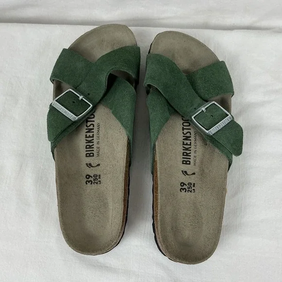 BirkenstockSienna Shimmer Suede Sandals, soft footbed, EU 39 NEW without box